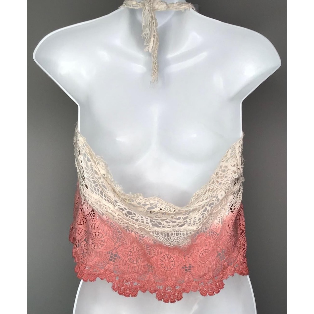American Eagle Boho Crochet Ombre Halter Crop Top Size M Open Knit Festival - Picture 8 of 8